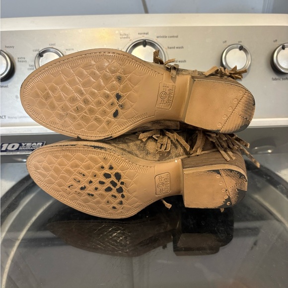 Circle G by Corral Studded Fringe Leather Ankle Boots - Brown - Picture 10 of 11